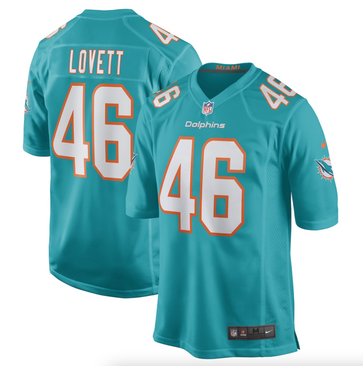 Men's Miami Dolphins John Lovett Nike Aqua Game Player Jersey