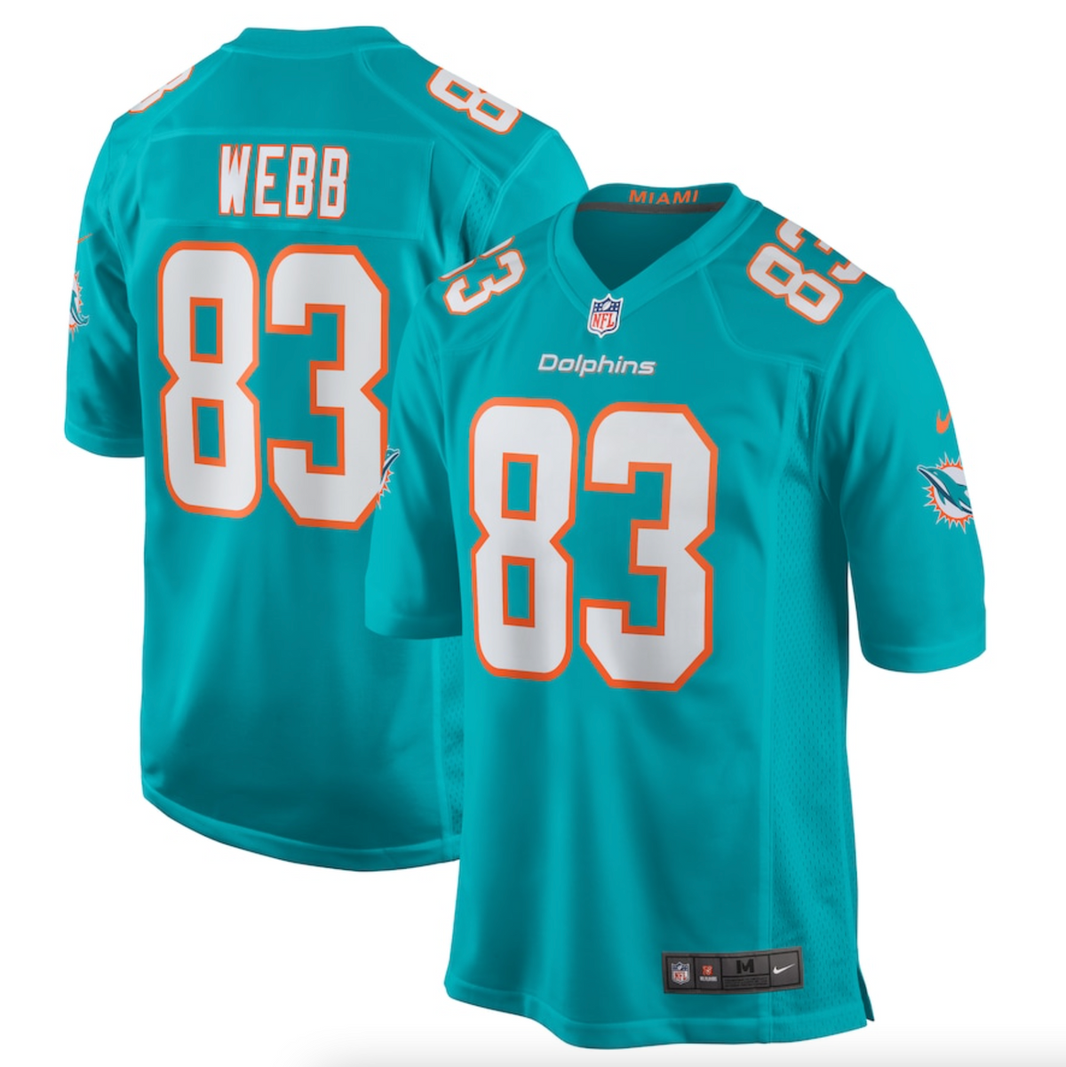 Men's Miami Dolphins Raleigh Webb Nike Aqua Team Game Jersey