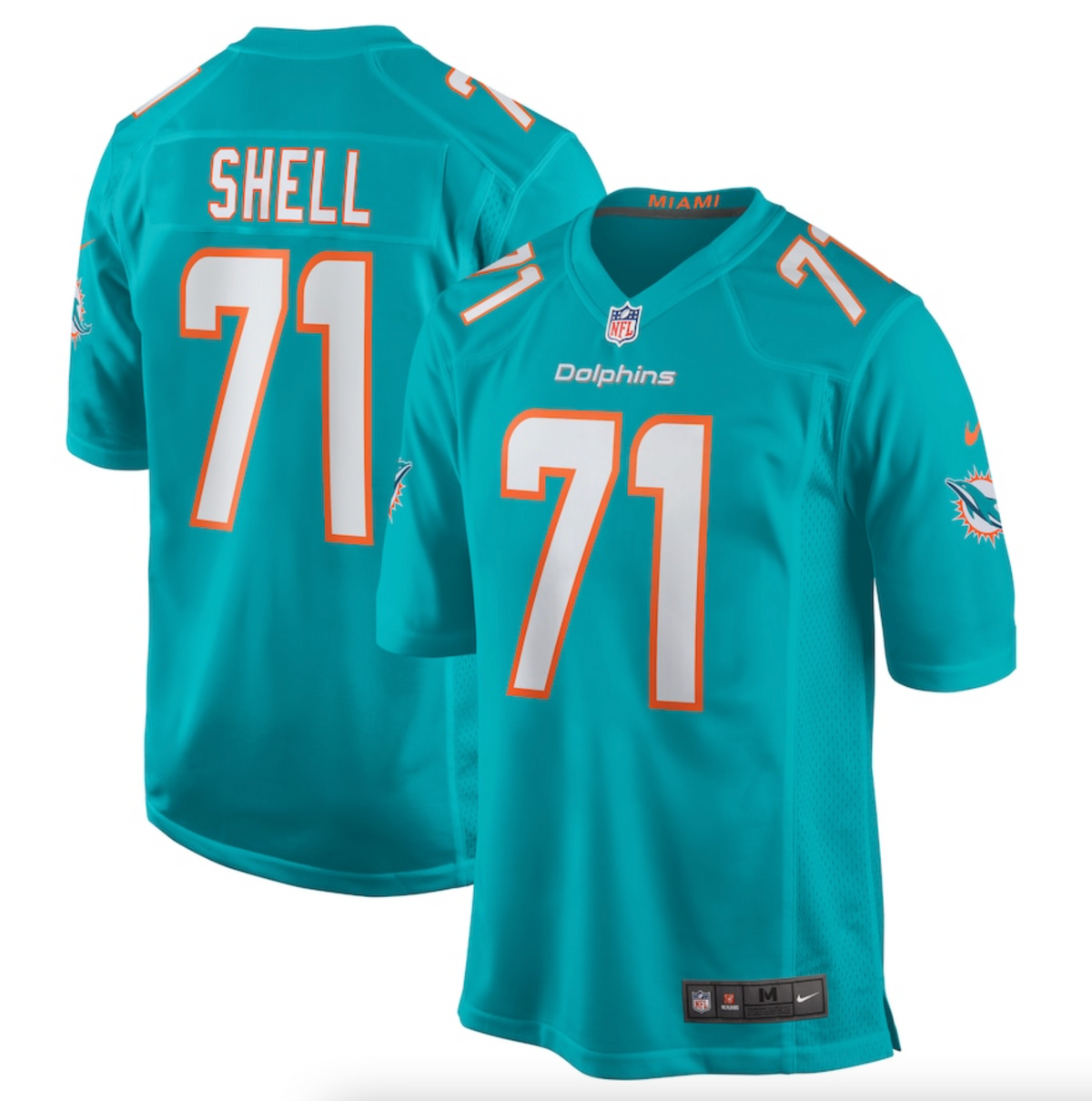 Men's Miami Dolphins Brandon Shell Nike Aqua Home Game Player Jersey