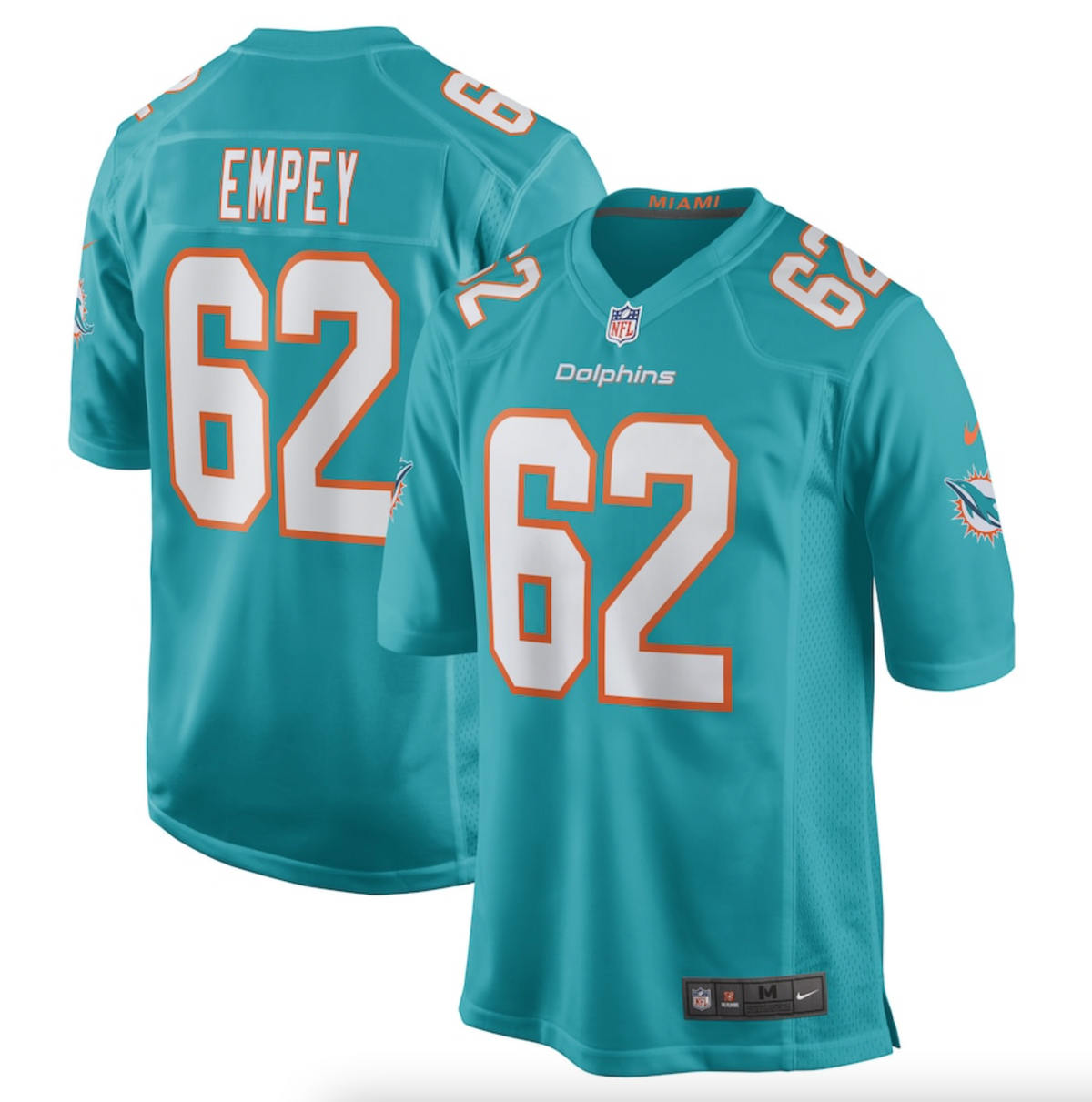 Men's Miami Dolphins James Empey Nike Aqua Game Player Jersey