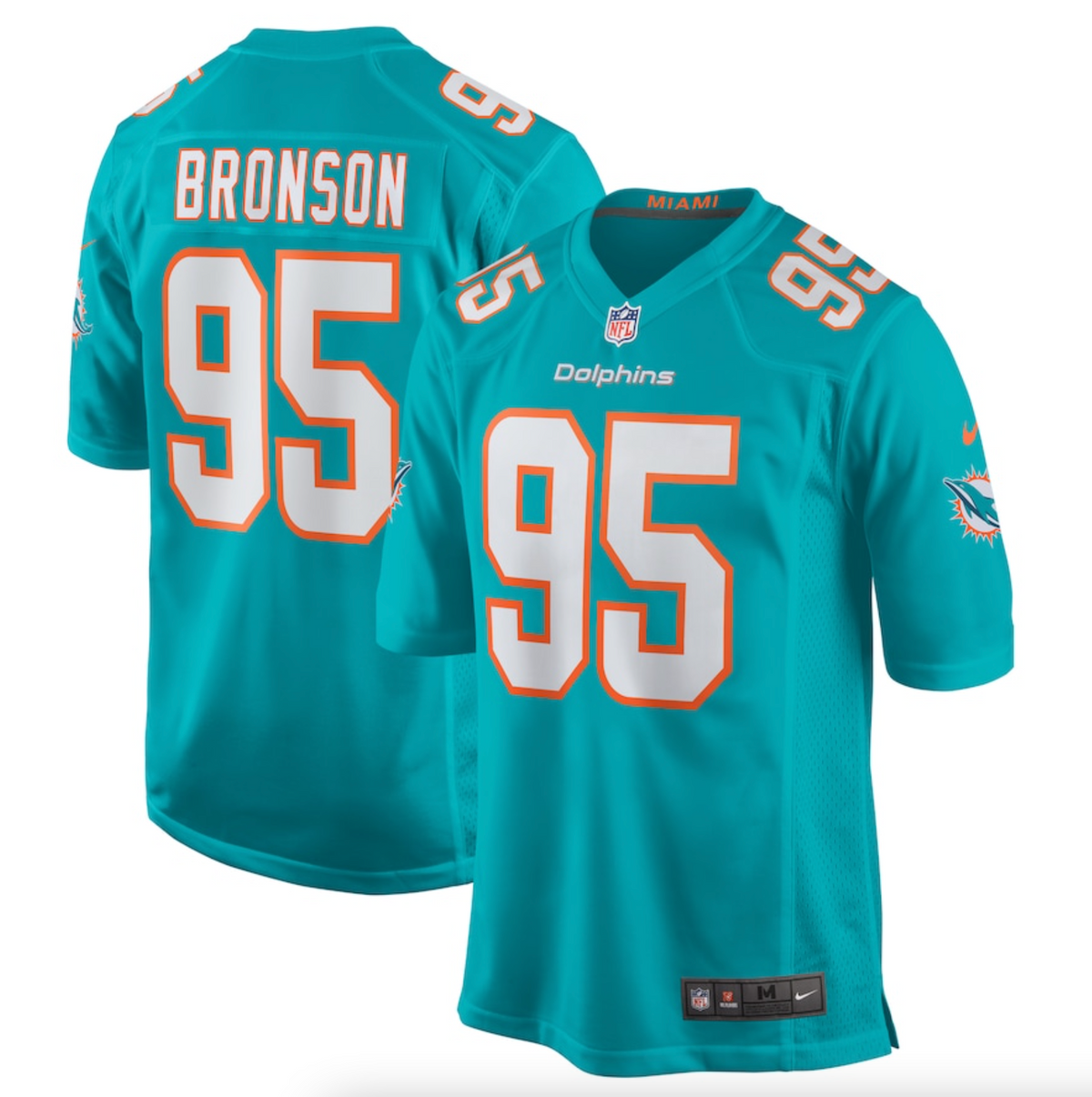 Men's Miami Dolphins Josiah Bronson Nike Aqua Home Game Player Jersey