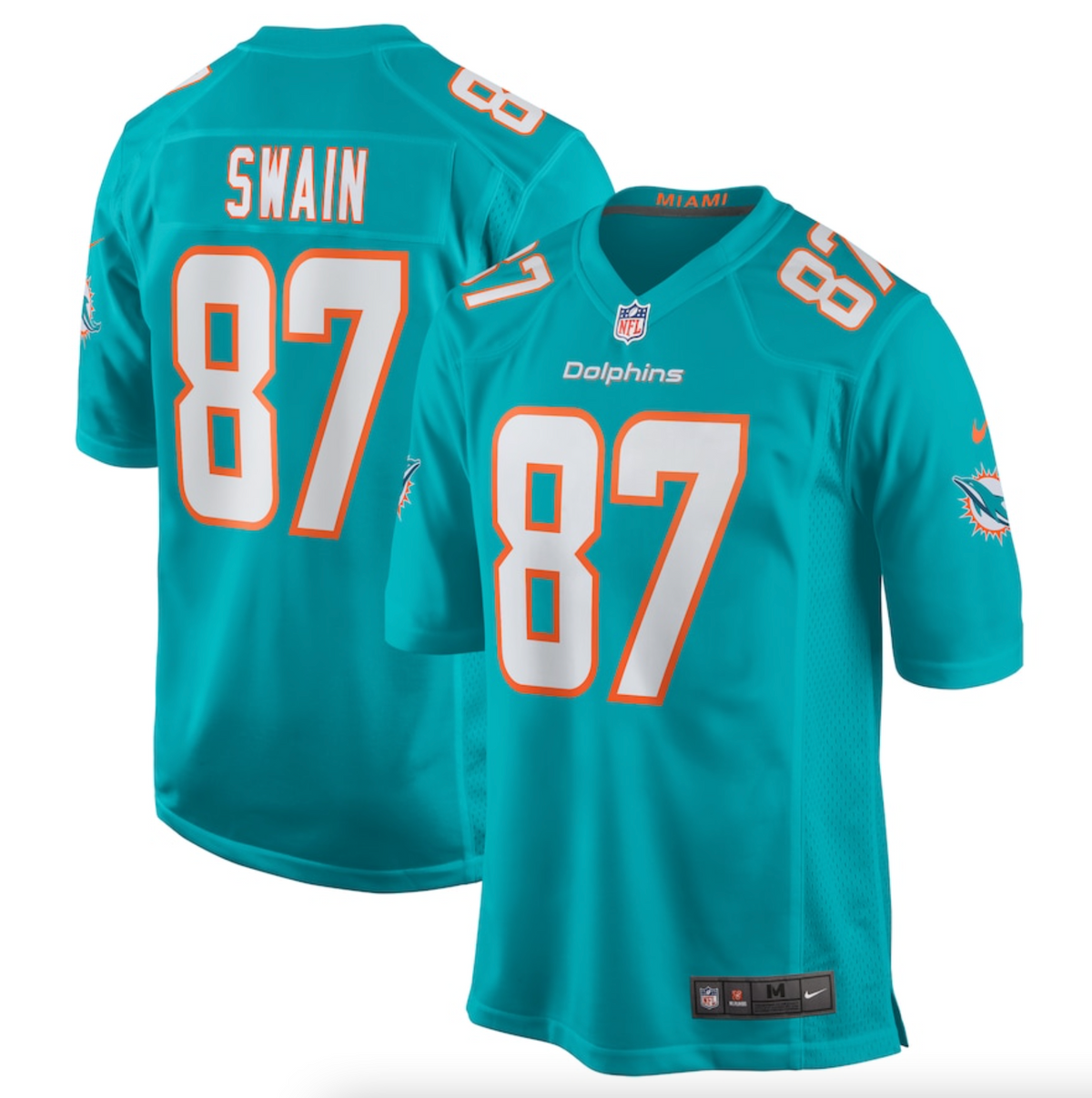 Men's Miami Dolphins Freddie Swain Nike Aqua Game Jersey