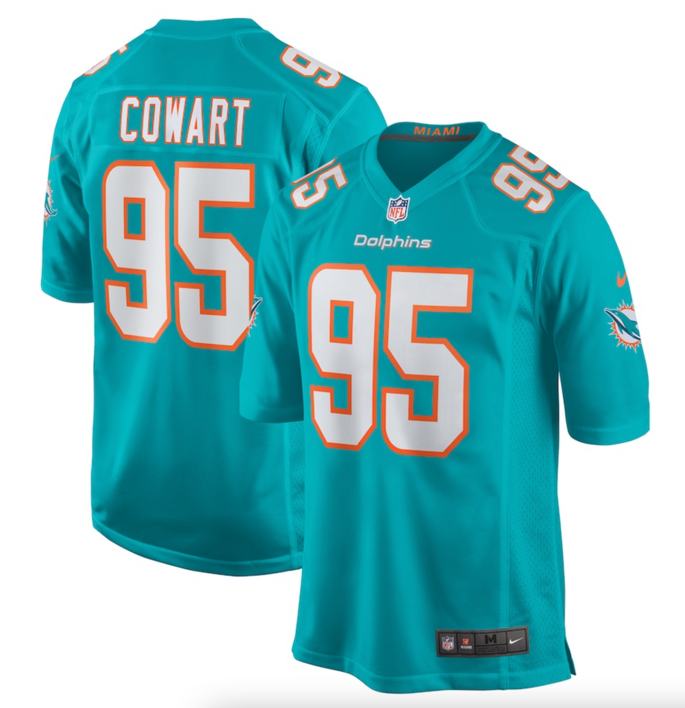 Men's Miami Dolphins Byron Cowart Nike Aqua Game Jersey