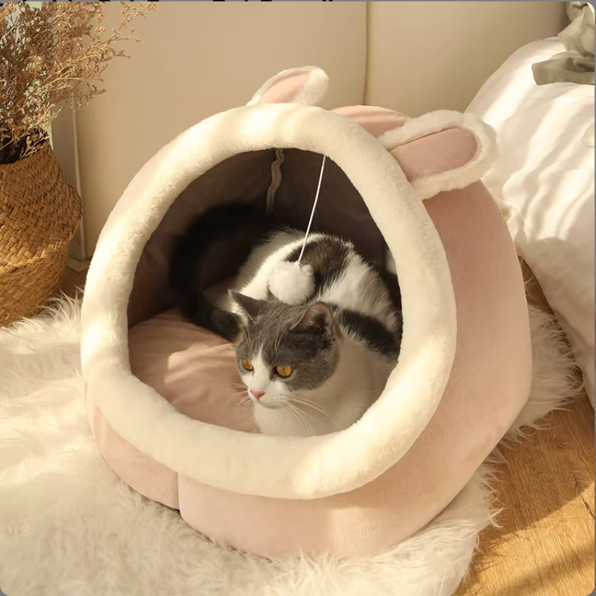 Winter Warm Cat Bed Pet House Cozy Kitten Lounger Cushion Cats House Tent Soft Small Dog Beds Washable Cat Cave Pet Supplies