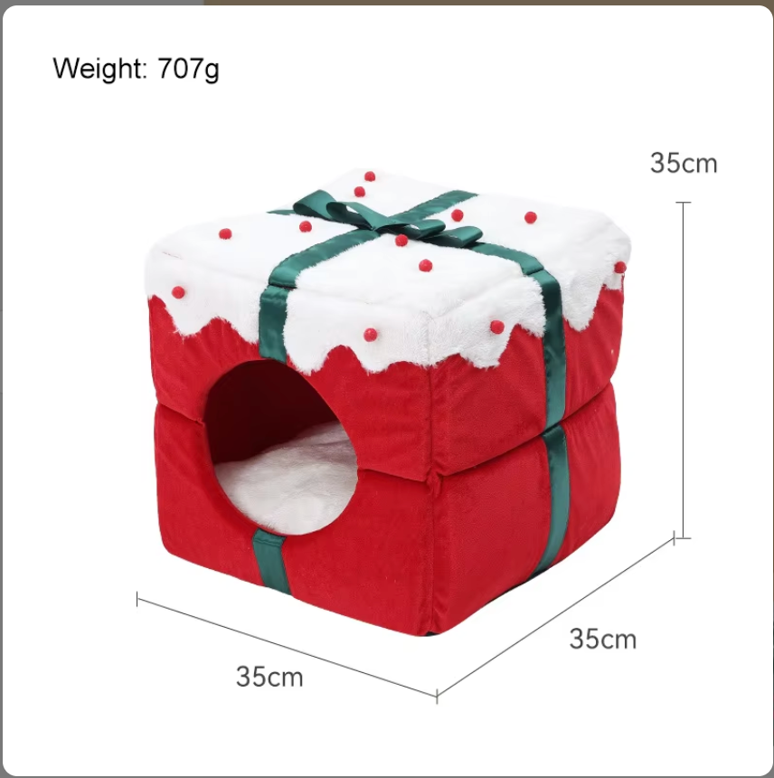 Cat Bed Christmas Gift Toy Cat Nest Dual Use Fully Enclosed Pet Nest Essential for Winter Warm Pet Accessories Cat Products