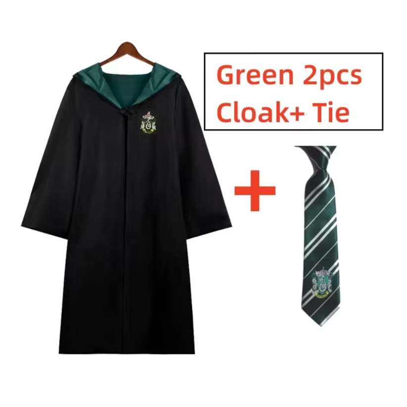 Magic School Wizardry Costume Set for Men Women Cape Scarf Tie Cosplay Adult Children Halloween Christmas Prop Gifts