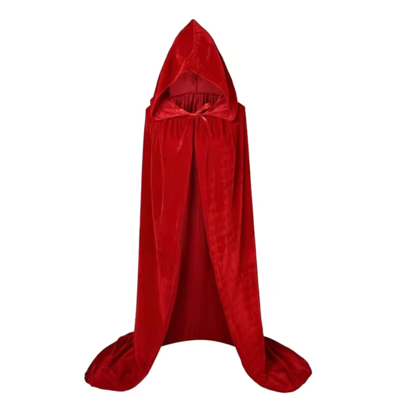 Halloween Pleuche Velvet Cloak Cape Hooded Medieval Costume Witch Wicca Vampire Halloween Cosplay Costume Cape