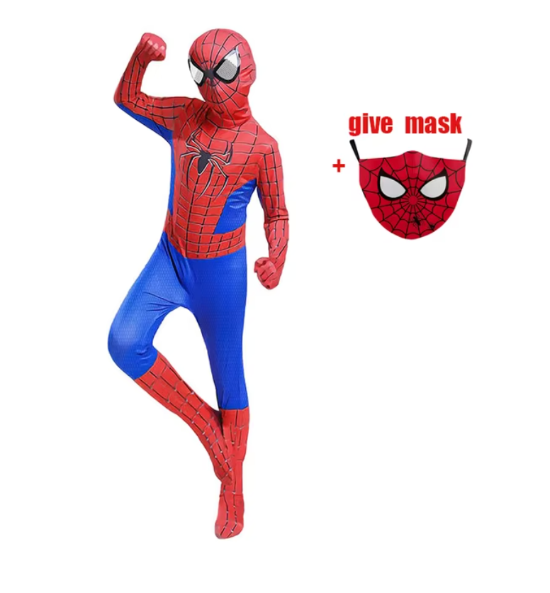 Kids Superhero Spiderman Costume Set 3D Style Halloween Cosplay Bodysuit for Boys and Girls