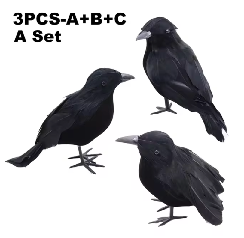 Simulation Black Crow Halloween Black Crow Props Simulation Fake Bird Ghost Festival Halloween Decoration Scary Toys