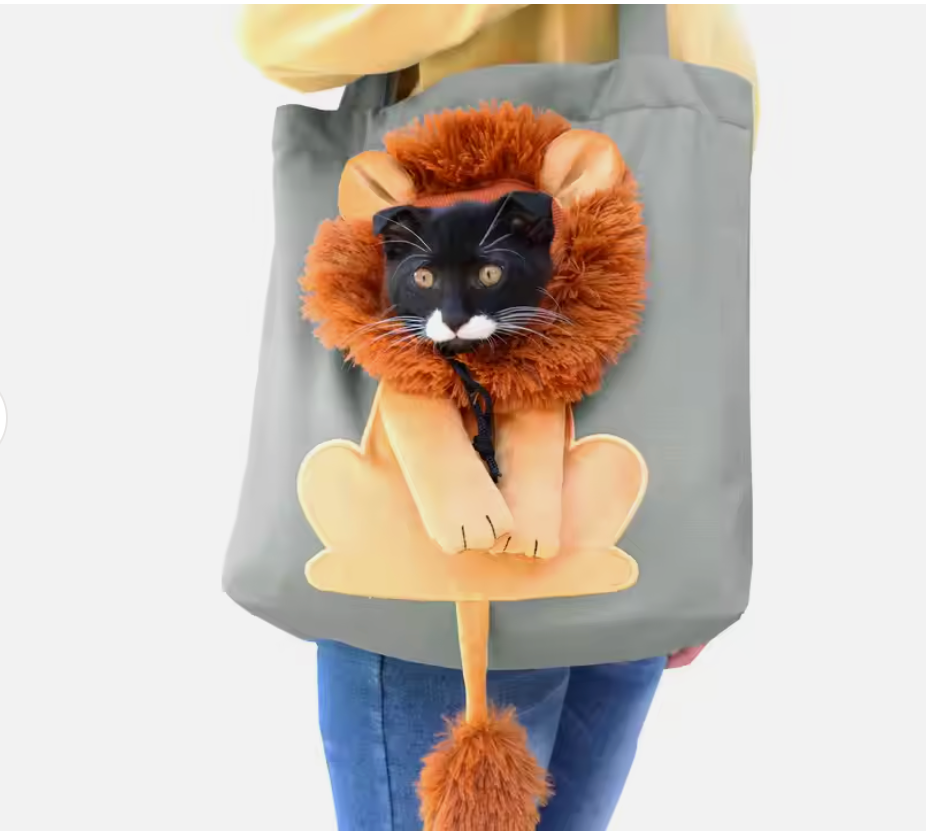 Lion Shape Cat Carrier Bags Adjustable Zipper Outdoor Pet Shoulder Bags Puppy Slings Bag Canvas Tote Pouch Cat Products