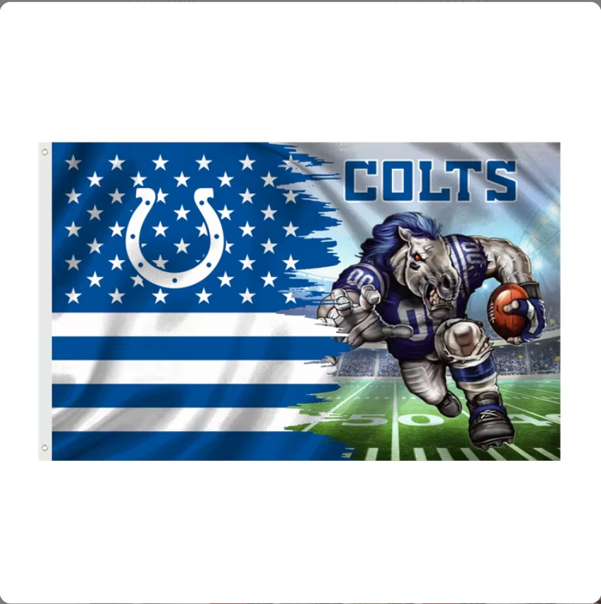 [32 items_Many different designs to choose from] 5X3ft Wholesale factory price club sports banners custom all 32 teams american football flag with US FLAGS for NFL teams