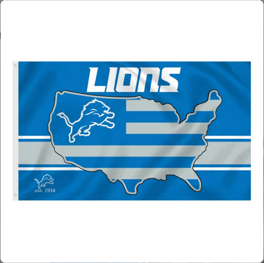 [Many different designs to choose from] Custom 3x5ft NFL Team Banner 100% Polyester Detroit Lions Flag