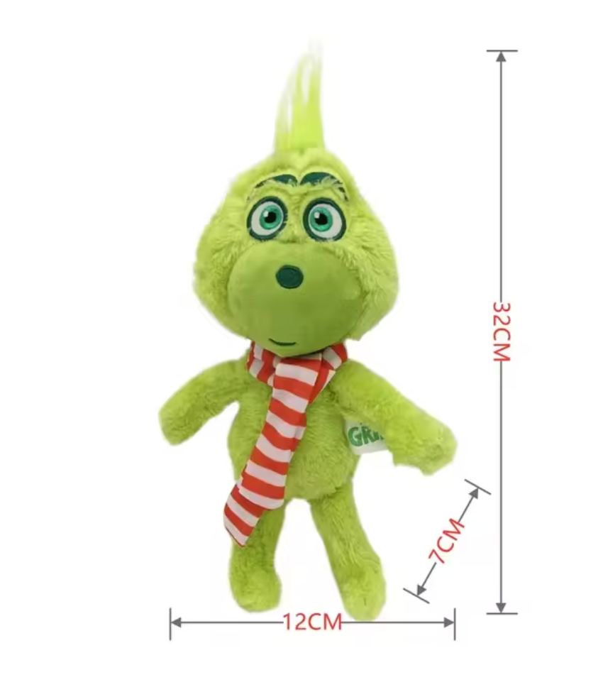 Grinch plush toy Green Hairy monster cartoon figure boys and girls children's holiday gift decoration